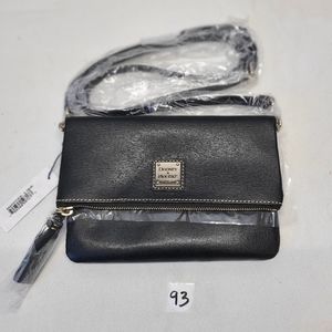 NEW Dooney & Bourke Saffiano Foldover Zip Crossbody, Black. NWT